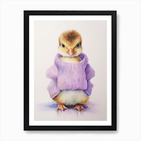 Baby Animal Watercolour Duckling 2 Art Print