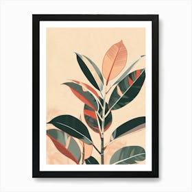Rubber Plant Minimalist Illustration 5 Art Print