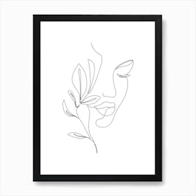 Woman Face Line Art Art Print