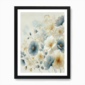 Dry Bouquet Blue Flowers Art Print