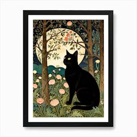 William Morris Black Cat In The Forest 24 Art Print