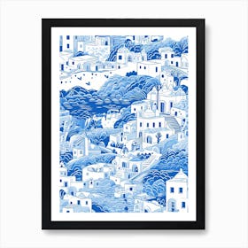 Mykonos Greece, Inspired Travel Pattern 2 Art Print