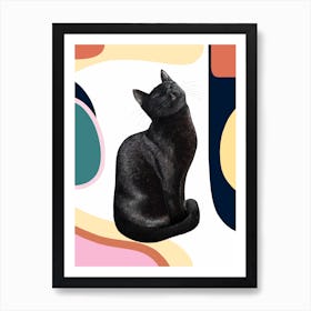 Black Cat On Modern Background Art Print