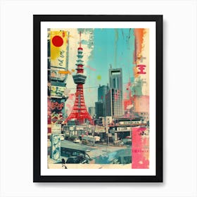 Osaka   Retro Collage Style 3 Art Print