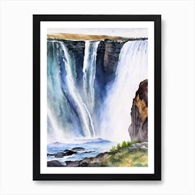 Dettifoss, Iceland Water Colour  (2) Art Print