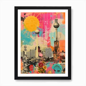 Berlin   Retro Collage Style 4 Art Print