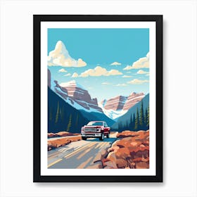 A Ford F 150 Car In Icefields Parkway Flat Illustration 1 Art Print