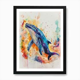 Blue Whale Colourful Watercolour 4 Art Print