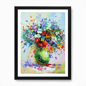 a bouquet of summer flowers in a vase Art Print