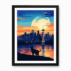 Seattle, United States Skyline With A Cat 3 Art Print