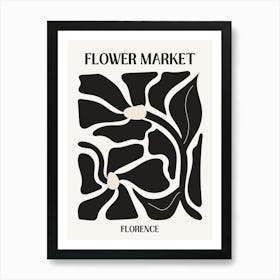 B&W Flower Market Poster Florence Art Print