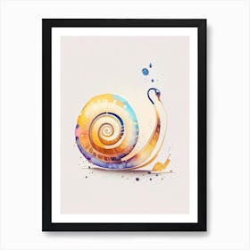 Snail With Splattered Background 1 Illustration Art Print