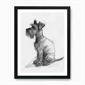 Minature Schnauzer Dog Charcoal Line 1 Art Print