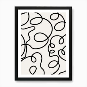 Mid Century Modern Black And White Abstract Brush Strokes Lines Art Print