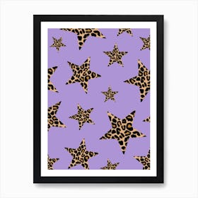 Leopard Print Stars on Purple Art Print