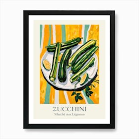 Marche Aux Legumes Zucchini Summer Illustration 3 Art Print
