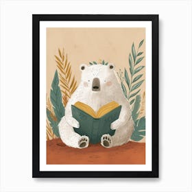 Sloth Bear Reading Storybook Illustration 2 Art Print