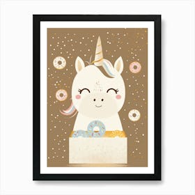 Unicorn Eating Rainbow Sprinkled Donuts Muted Pastels 2 Art Print