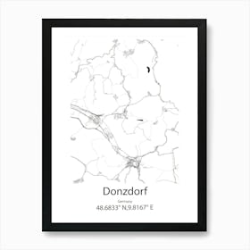 Donzdorf,Germany Minimalist Map Art Print