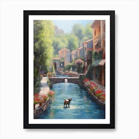 A Painting Of A Dog In Tivoli Gardens, Italy  In The Style Of Impressionism 02 Art Print