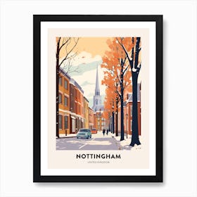 Vintage Winter Travel Poster Nottingham United Kingdom 3 Art Print