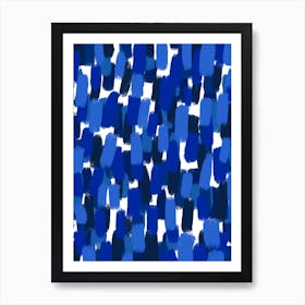 Blue And White Abstract Brush Strokes Art Print