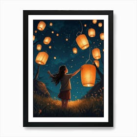 Lanterns In The Sky 2 Art Print