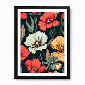 Seamless Pattern With Flowers 2 Art Print