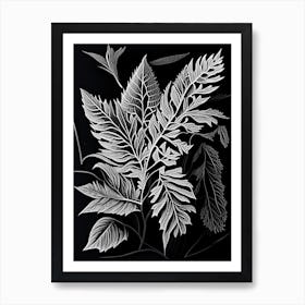 Madder Leaf Linocut 1 Art Print