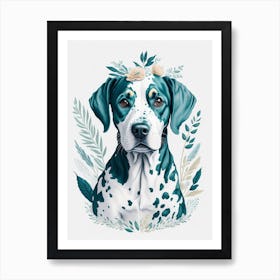 Floral Dalmatian Dog Painting (7) Art Print