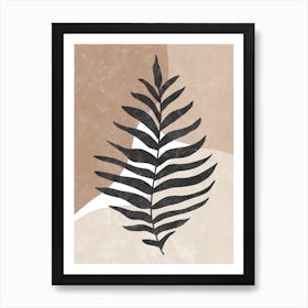 Boho Black Fern On Neutrals Art Print