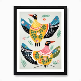 Folk Style Bird Painting Goose 1 Art Print