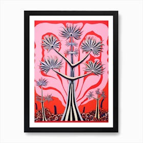 Pink And Red Plant Illustration Madagascar Dragon Tree 1 Art Print