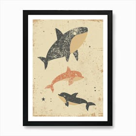 Muted Pastel Marine Animals Art Print