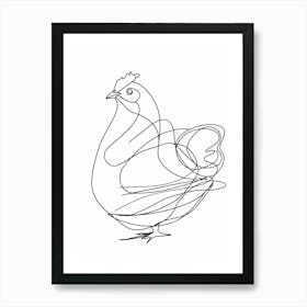 Rooster animal lines art Affiche