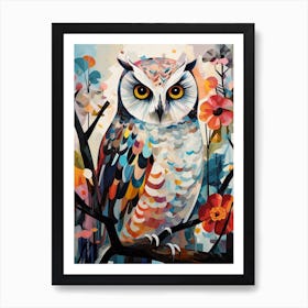 Bird Painting Collage Snowy Owl 4 Art Print