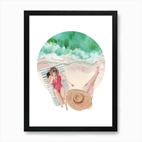 Girl Relaxing At The Beach Art Print