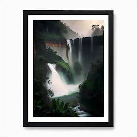 Nohsngithiang Falls, India Realistic Photograph (3) Art Print