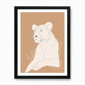 Lion - Boho, Line Art 9 Art Print