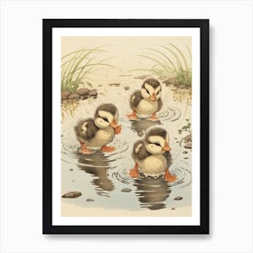 Ducklings Splashing Around 2 Art Print