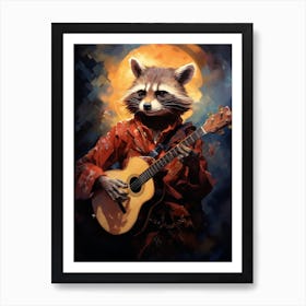 Raccoon Playing Guitar 2 Art Print