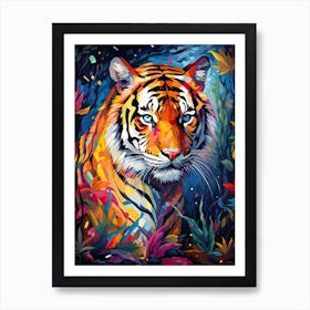 Tiger Art In Neo Impressionism Style 4 Art Print