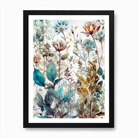 Watercolor Flowers flora nature flowers meadow Art Print