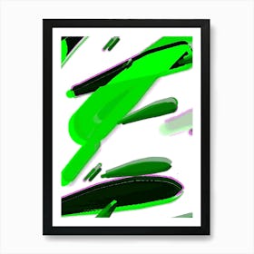 Green And Black Brushes Art Print