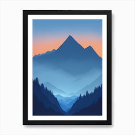 Misty Mountains Vertical Composition In Blue Tone 48 Art Print