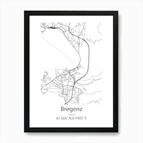 Bregenz,Austria Minimalist Map Art Print