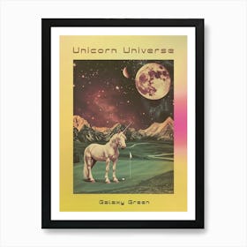 Unicorn On A Golf Green Retro Collage Poster Art Print