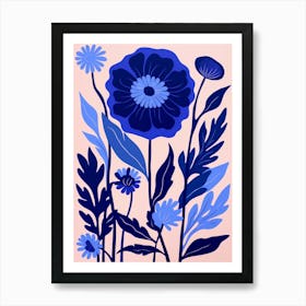 Blue Flower Illustration Cornflower 3 Art Print