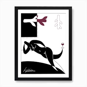 Wine Lounger Line Art Print