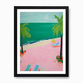 Green and Pink Beach Art Print